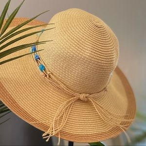 Panama Jack floppy straw SUN HAT turquoise detail